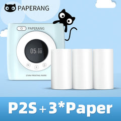 PAPERANG P2S 300dpi BT Pocket Printer Wireless Thermal Printer Portable Photo Label Clock Function Sticker Thermal Paper Roll